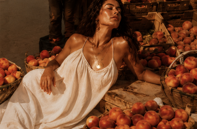 Woman in Mediterranean fruit market